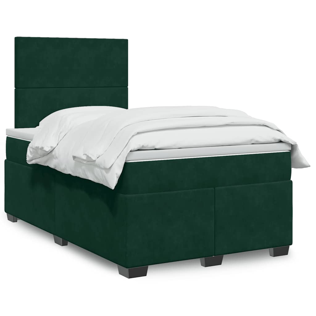 kontinentalseng med madras 120x190 cm velour mørkegrøn