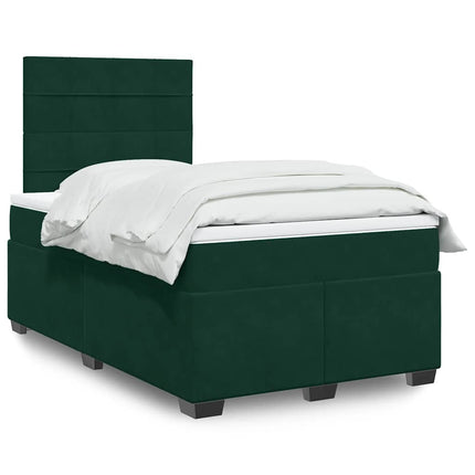 kontinentalseng med madras 120x190 cm velour mørkegrøn
