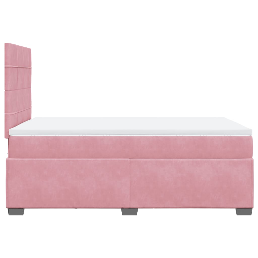 kontinentalseng med madras 120x190 cm velour lyserød