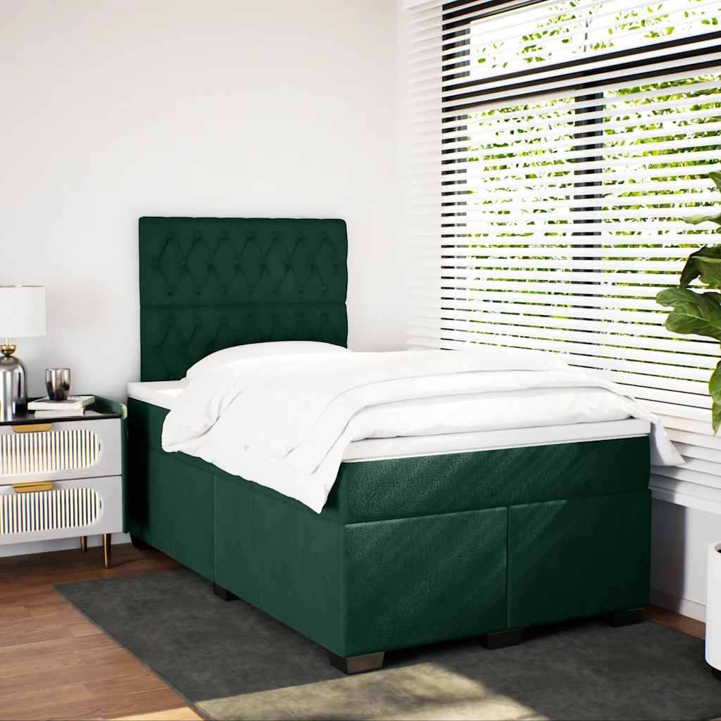kontinentalseng med madras 120x190 cm velour mørkegrøn