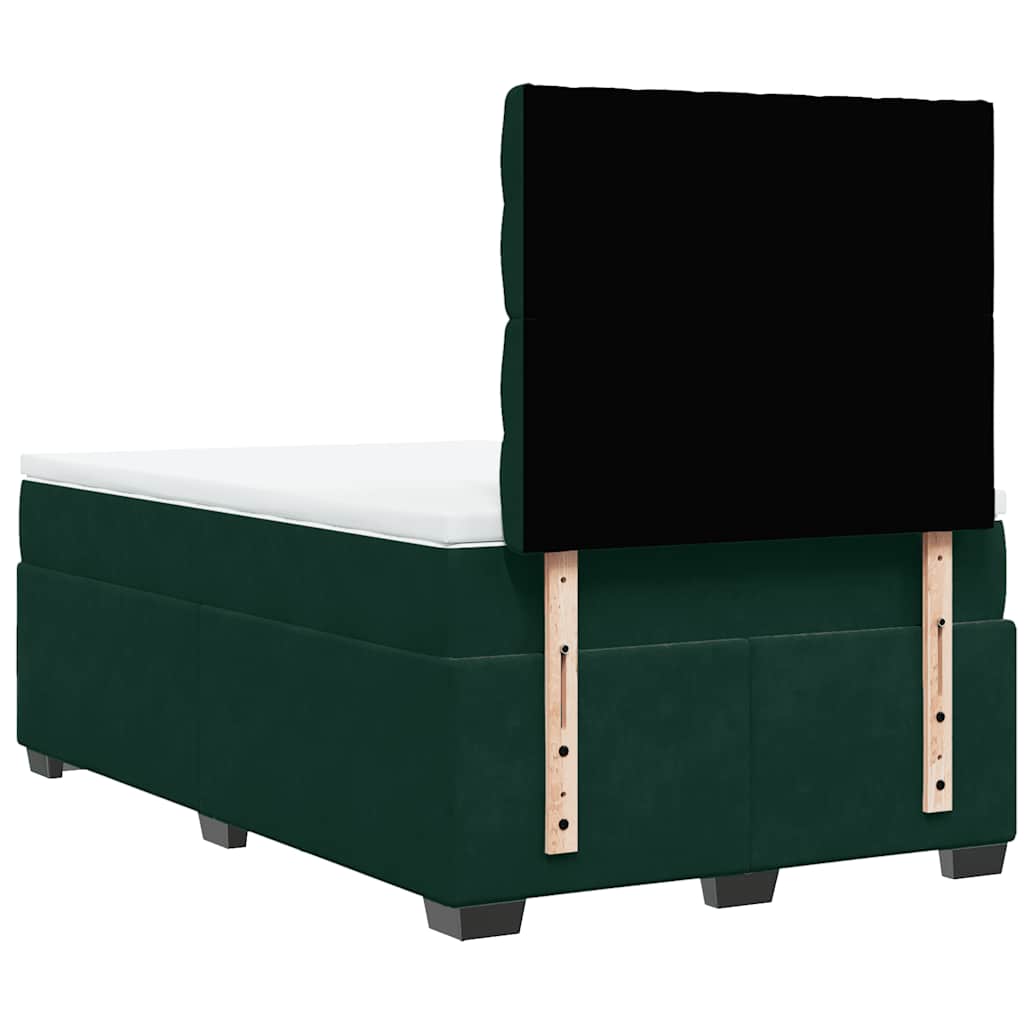 kontinentalseng med madras 120x190 cm velour mørkegrøn