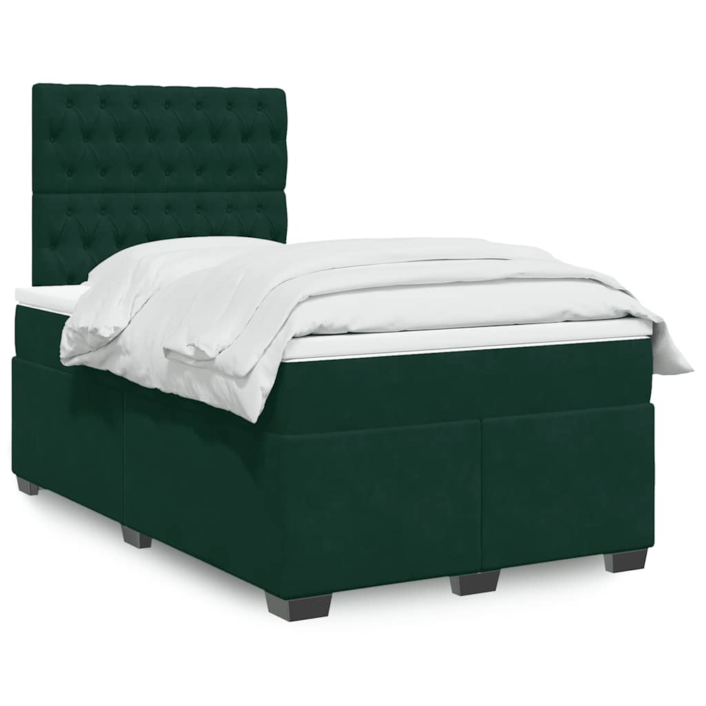 kontinentalseng med madras 120x190 cm velour mørkegrøn