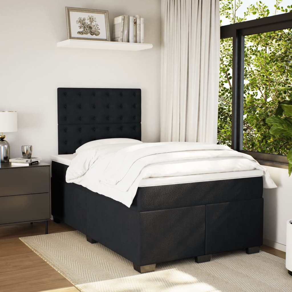 kontinentalseng med madras 120x190 cm velour sort