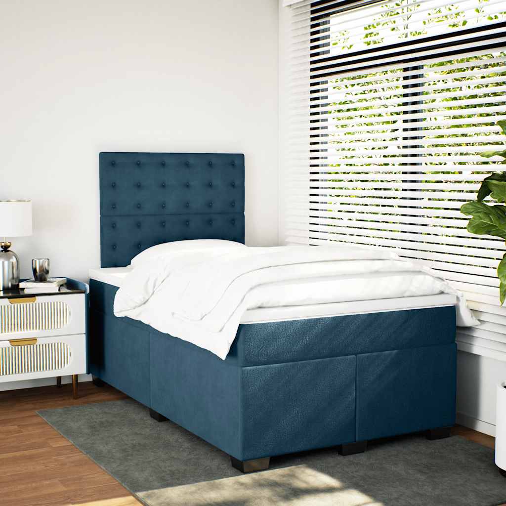 kontinentalseng med madras 120x190 cm velour blå