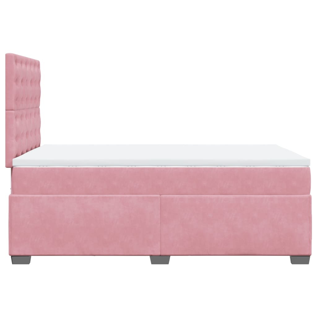 kontinentalseng med madras 120x190 cm velour lyserød