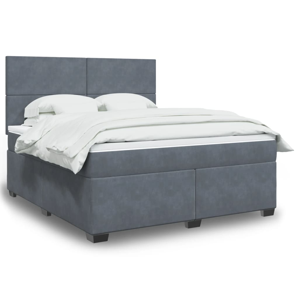 kontinentalseng med madras 180x200 cm fløjl mørkegrå