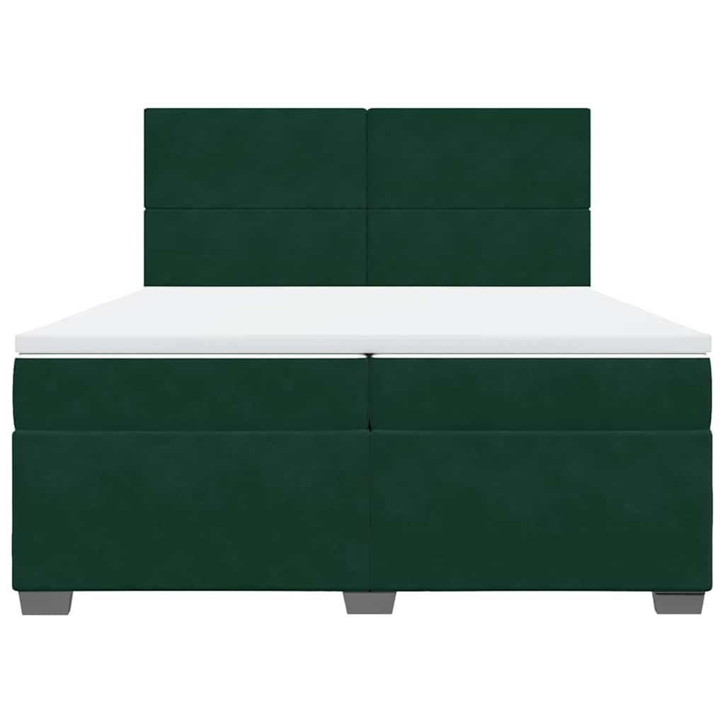 kontinentalseng med madras 200x200 cm fløjl mørkegrøn