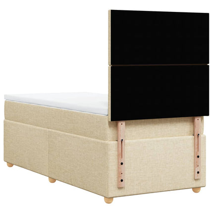 kontinentalseng med madras 80x200 cm stof cremefarvet