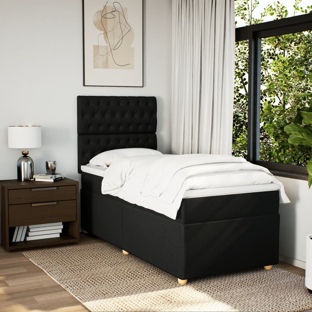kontinentalseng med madras 80x200 cm stof sort