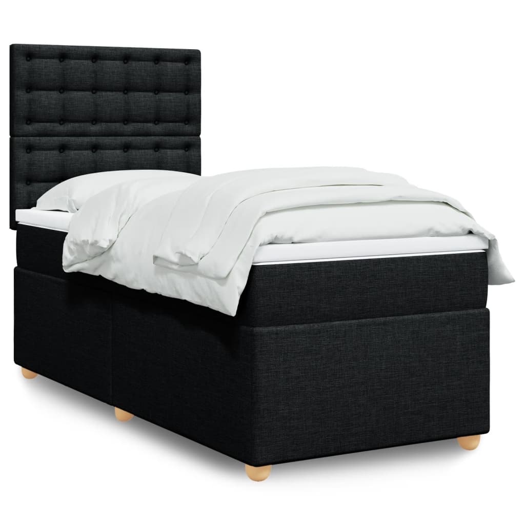 kontinentalseng med madras 80x200 cm stof sort