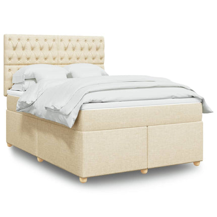 kontinentalseng med madras 140x190 cm stof cremefarvet