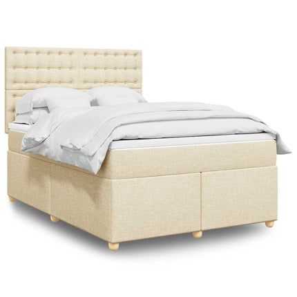 kontinentalseng med madras 140x190 cm stof cremefarvet