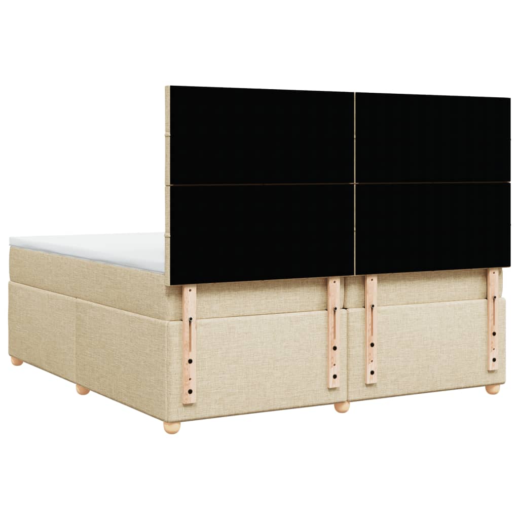kontinentalseng med madras 200x200 cm stof cremefarvet