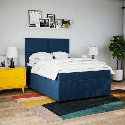 kontinentalseng med madras 140x190 cm stof blå