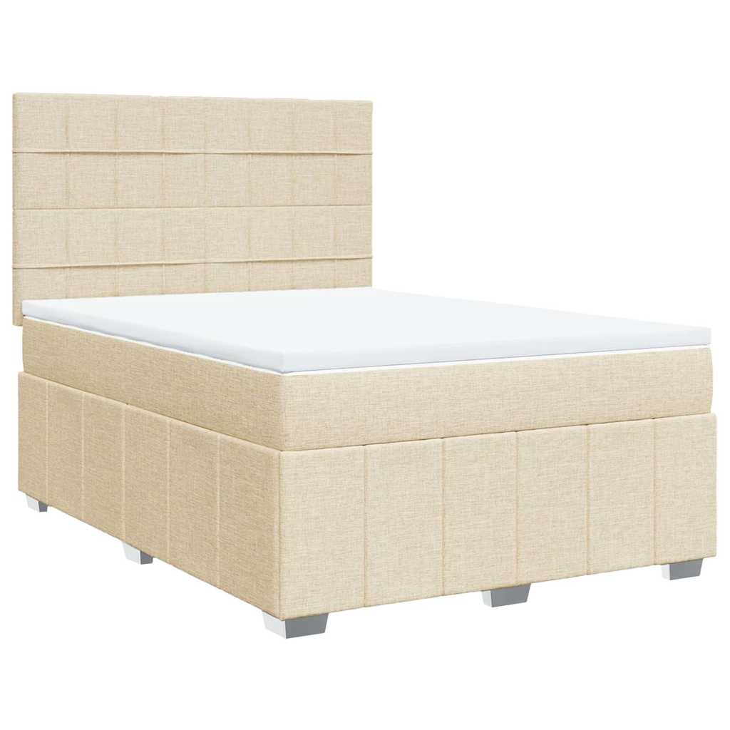 kontinentalseng med madras 140x190 cm stof cremefarvet