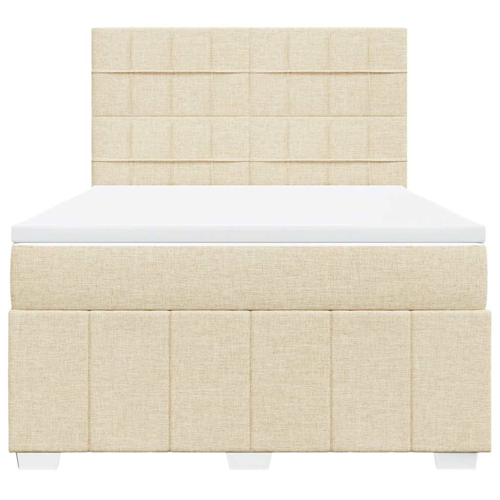 kontinentalseng med madras 140x190 cm stof cremefarvet