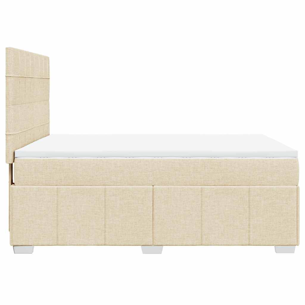 kontinentalseng med madras 140x190 cm stof cremefarvet