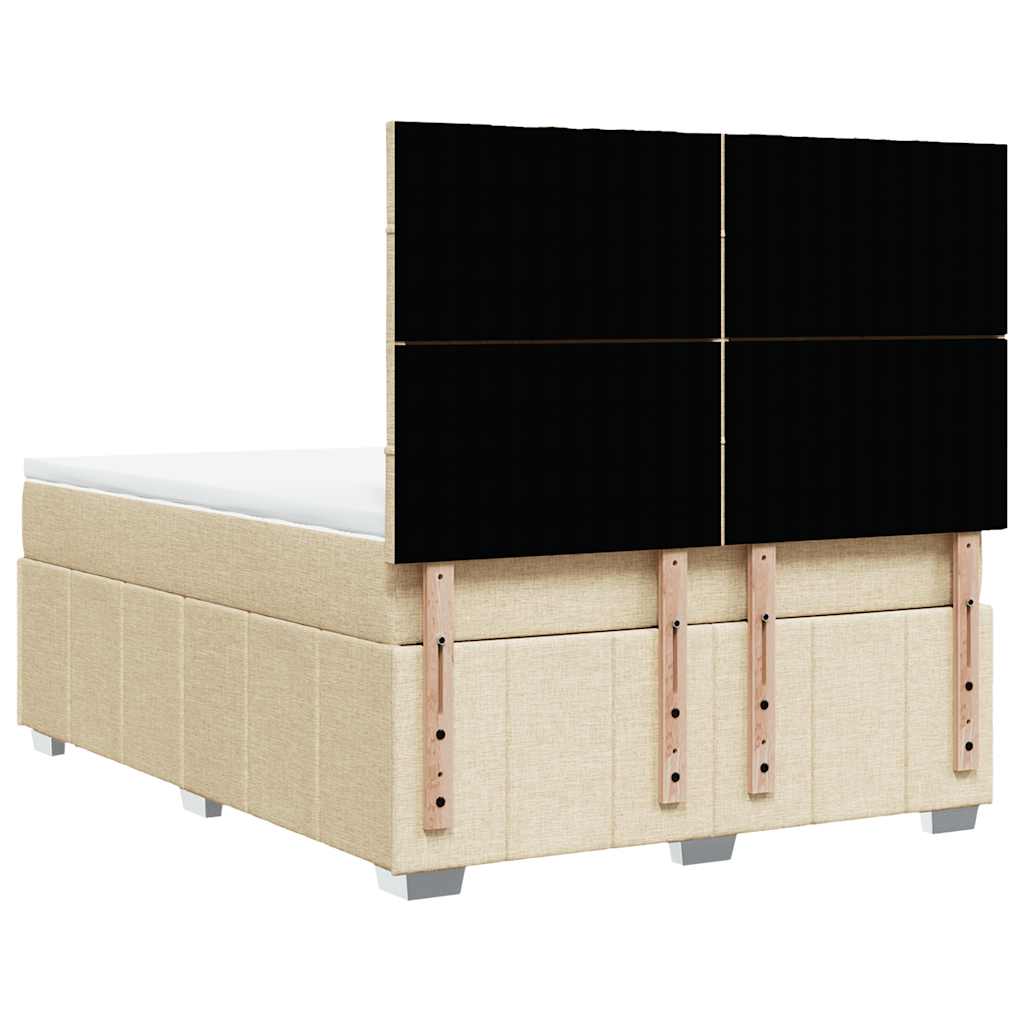 kontinentalseng med madras 140x190 cm stof cremefarvet