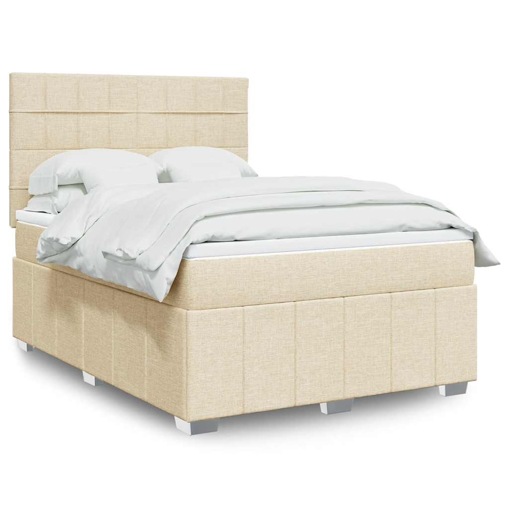 kontinentalseng med madras 140x190 cm stof cremefarvet