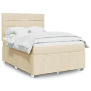 kontinentalseng med madras 140x190 cm stof cremefarvet