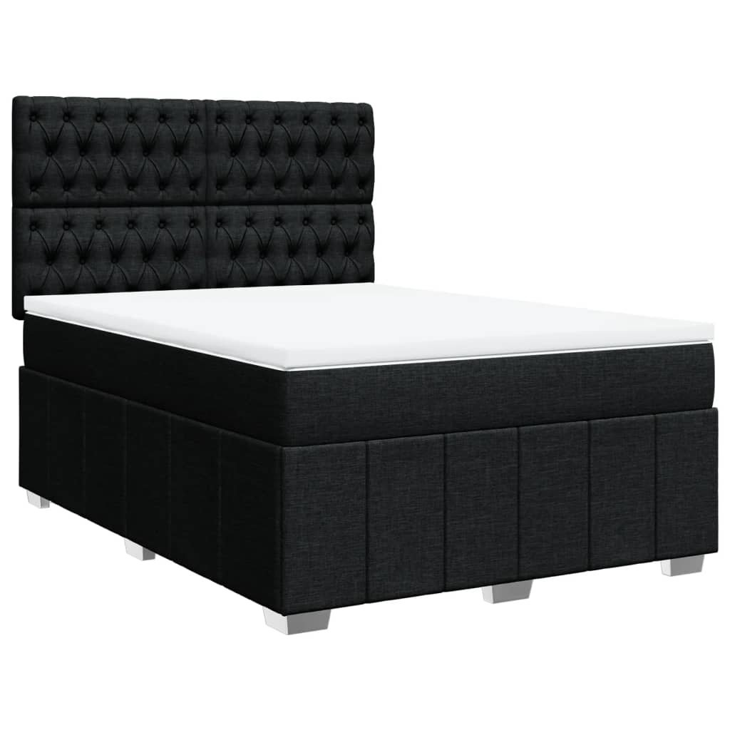 kontinentalseng med madras 140x190 cm stof sort
