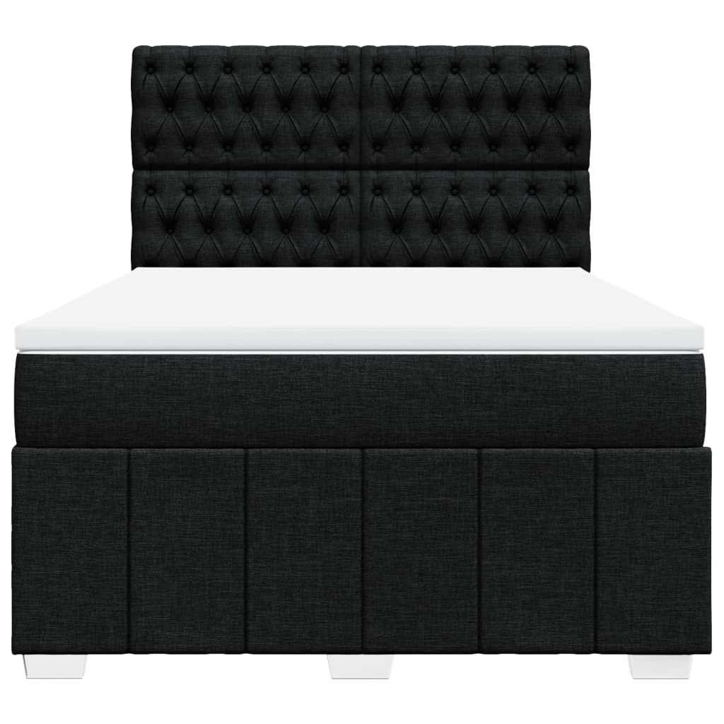 kontinentalseng med madras 140x190 cm stof sort