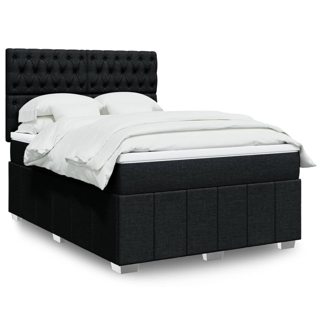 kontinentalseng med madras 140x190 cm stof sort