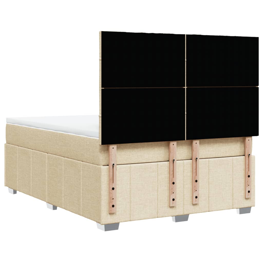 kontinentalseng med madras 160x200 cm stof cremefarvet