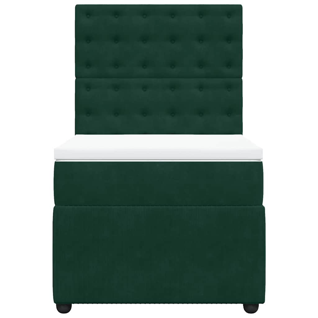kontinentalseng med madras 80x200 cm fløjl mørkegrøn