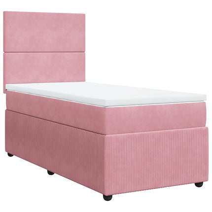 kontinentalseng med madras 90x190 cm fløjl pink
