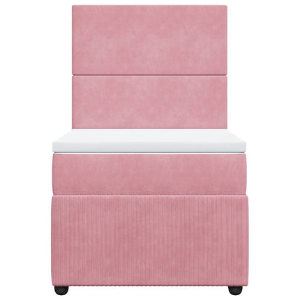 kontinentalseng med madras 90x190 cm fløjl pink