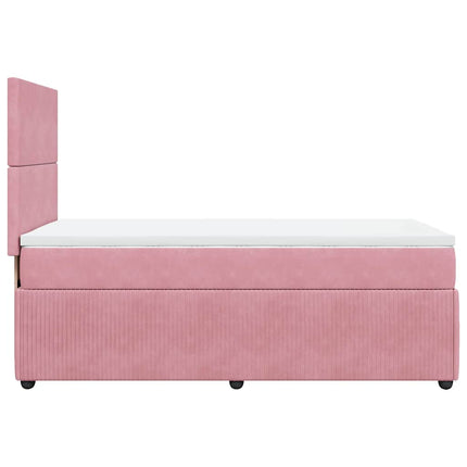 kontinentalseng med madras 90x190 cm fløjl pink