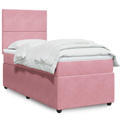 kontinentalseng med madras 90x190 cm fløjl pink