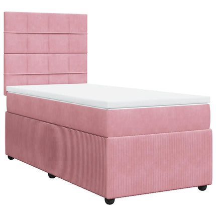 kontinentalseng med madras 90x190 cm fløjl pink