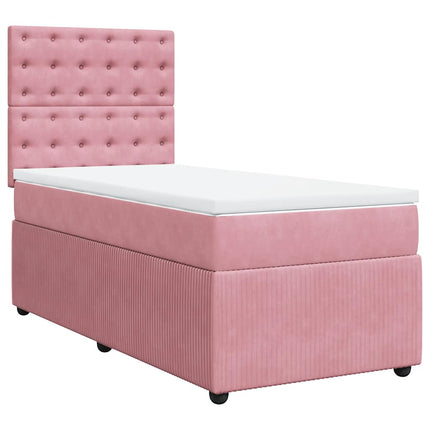 kontinentalseng med madras 90x190 cm fløjl pink
