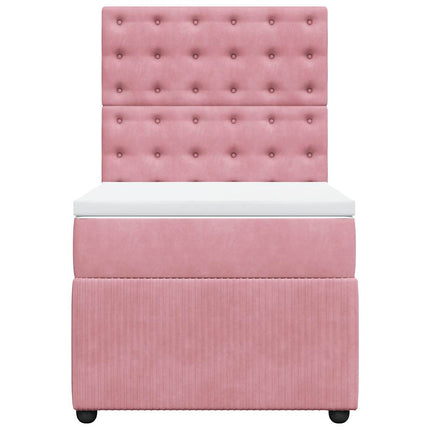 kontinentalseng med madras 90x190 cm fløjl pink