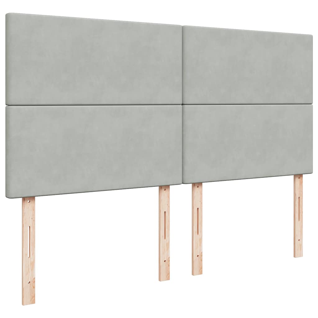 kontinentalseng med madras 200x200 cm fløjl lysegrå