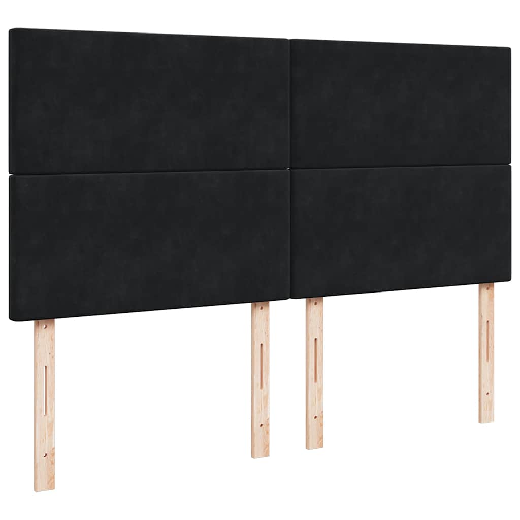 kontinentalseng med madras 200x200 cm fløjl sort