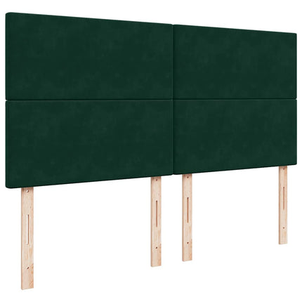 kontinentalseng med madras 200x200 cm fløjl mørkegrøn