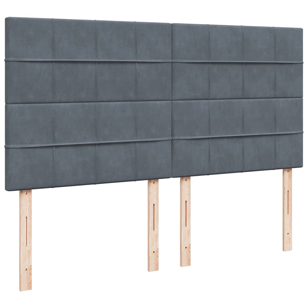 kontinentalseng med madras 200x200 cm fløjl mørkegrå