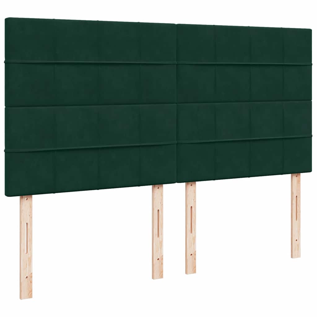 kontinentalseng med madras 200x200 cm fløjl mørkegrøn