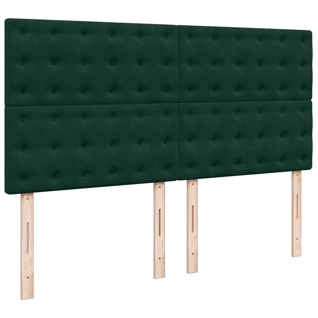 kontinentalseng med madras 200x200 cm fløjl mørkegrøn