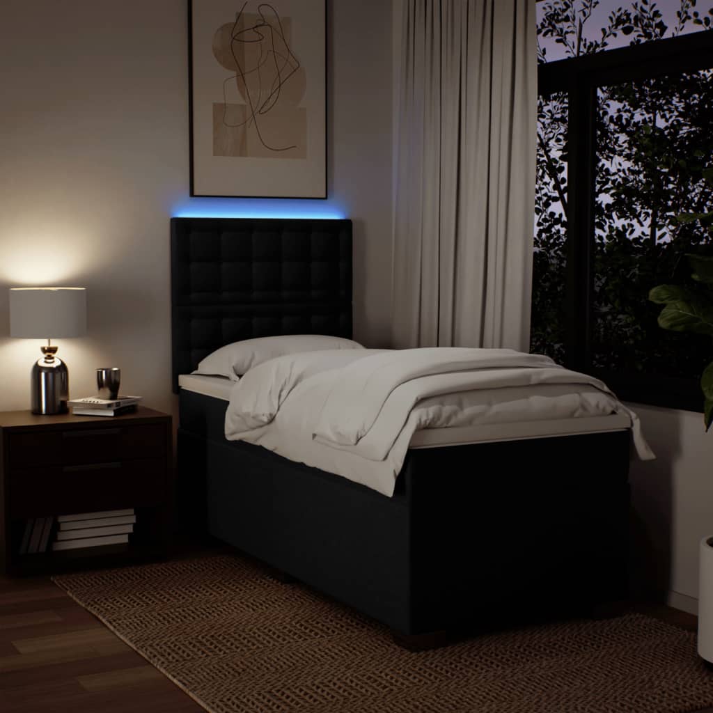 kontinentalseng med madras 90x190 cm stof sort