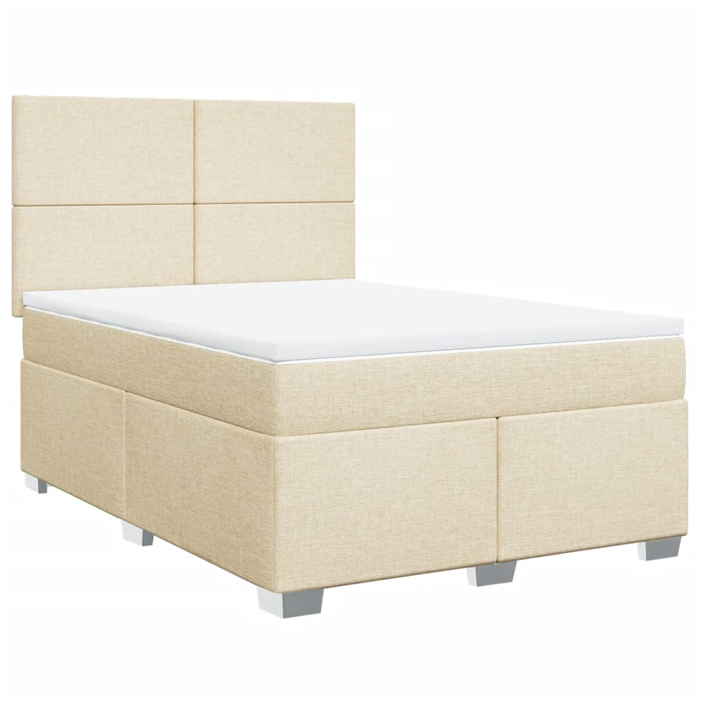kontinentalseng med madras 140x190 cm stof cremefarvet