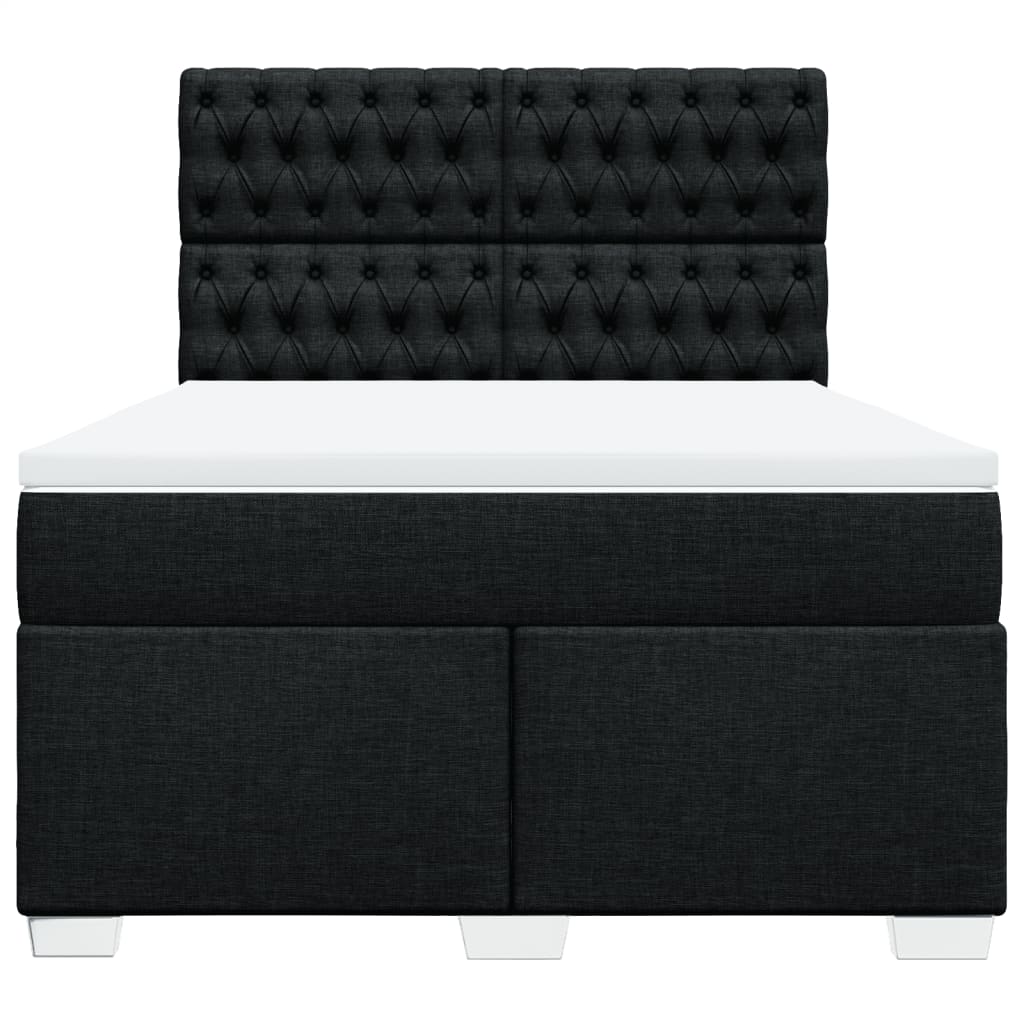 kontinentalseng med madras 140x190 cm stof sort
