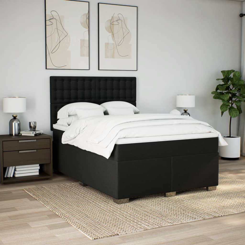 kontinentalseng med madras 140x190 cm stof sort