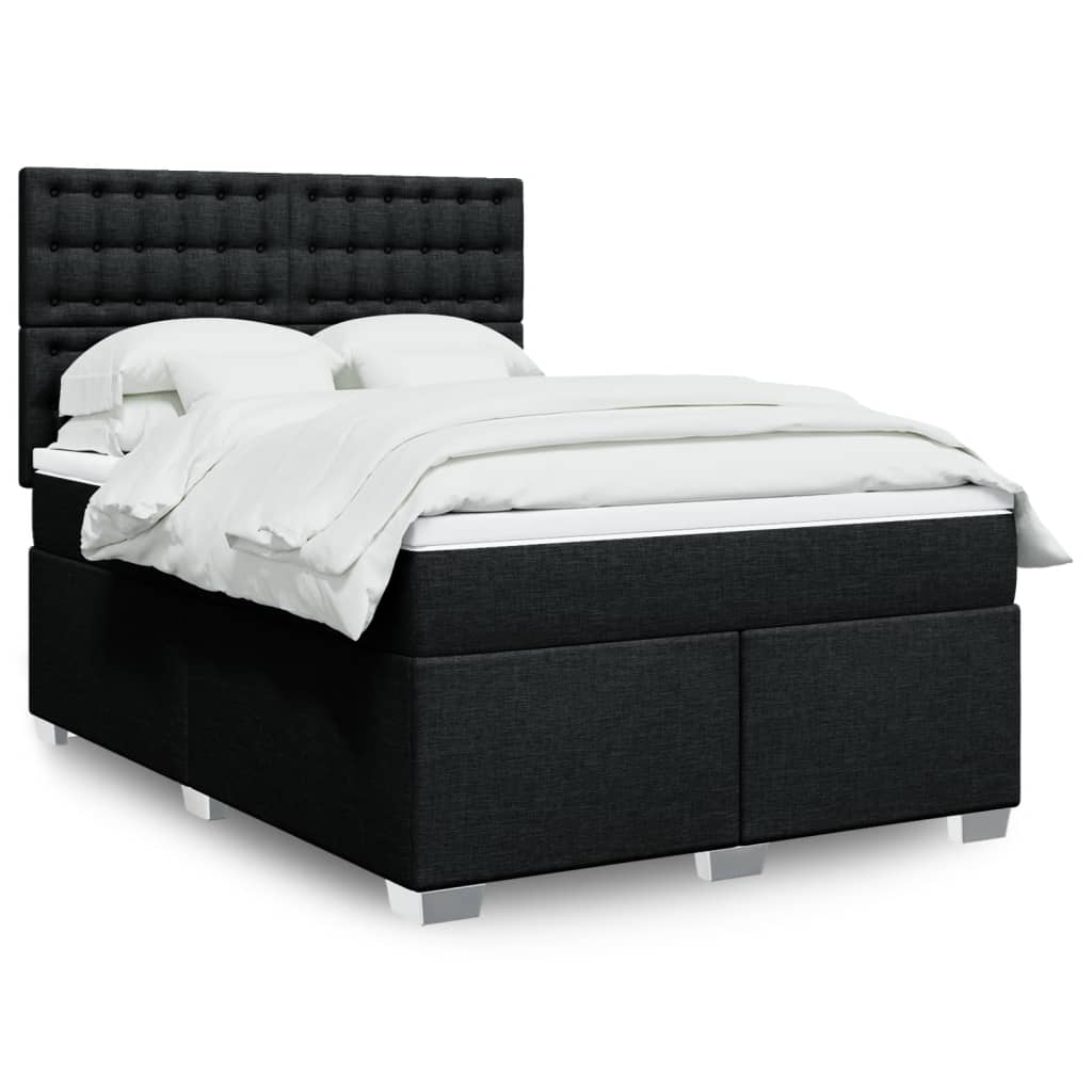 kontinentalseng med madras 140x190 cm stof sort