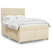 kontinentalseng med madras 140x190 cm stof cremefarvet