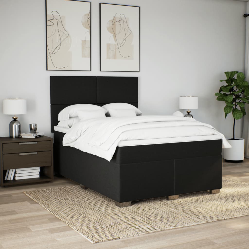 kontinentalseng med madras 140x200 cm stof sort