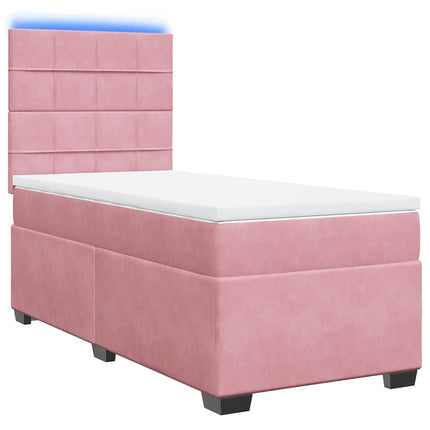 kontinentalseng med madras 90x190 cm fløjl pink